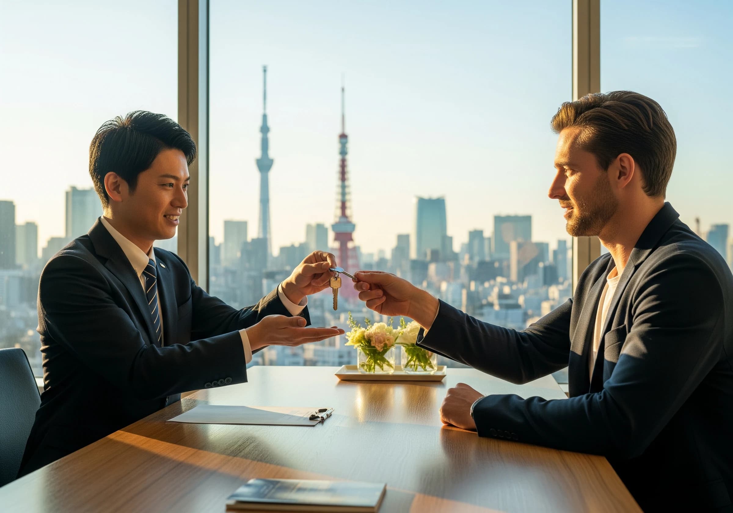 エージェントが鍵をお客様へ手渡す様子